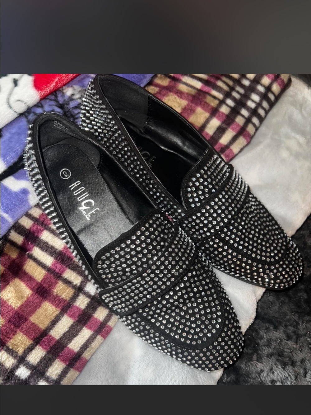 Rouge Helium Black Studded Loafers